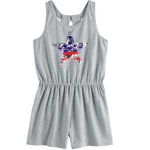 Girls size 14 SO Gray Romper with Sequin Star